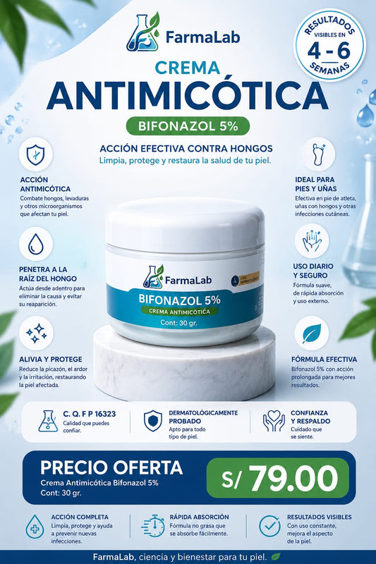 Crema Antimicótica Bifonazol 5% - Acción Efectiva Contra Hongos | FarmaLab