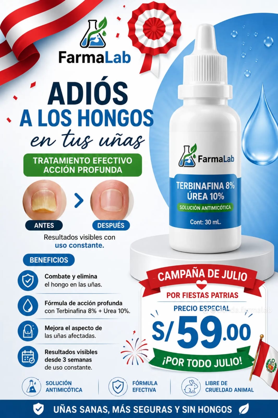 Promo Fiestas Patrias "Terbinafina 8% + Urea 10% REPOTENCIADA"