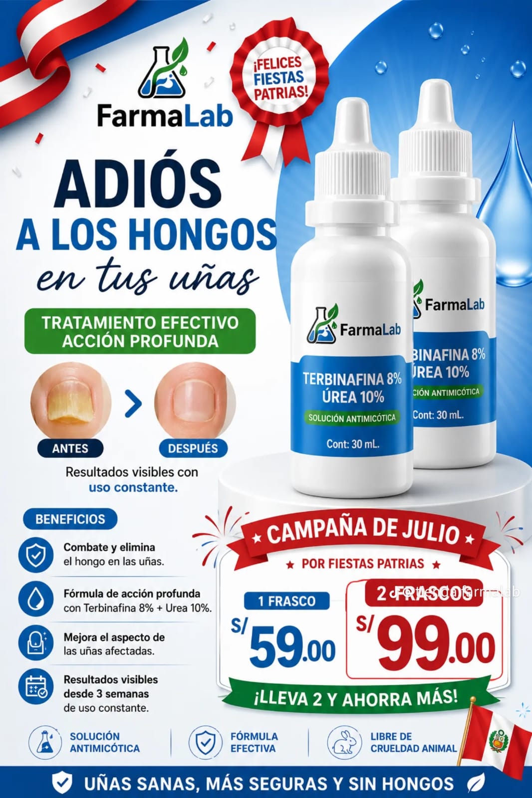 Promo Fiestas Patrias "Terbinafina 8% + Urea 10% REPOTENCIADA"