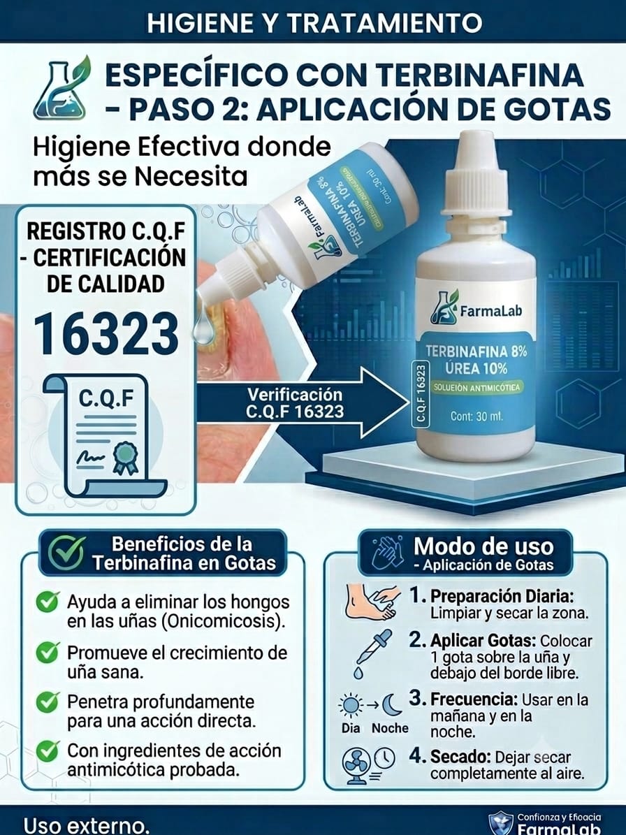 Terbinafina 8% + Úrea 10% - Solución Antimicótica para Uñas | FarmaLab