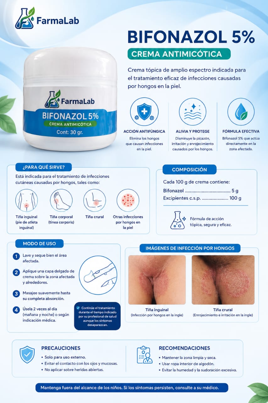 Crema Antimicótica Bifonazol 5% - Acción Efectiva Contra Hongos | FarmaLab